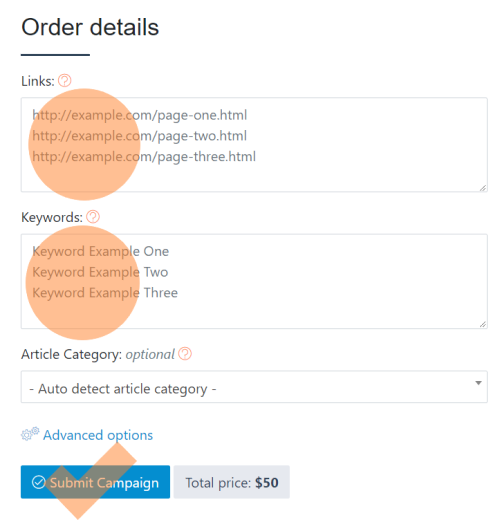 Order details form
